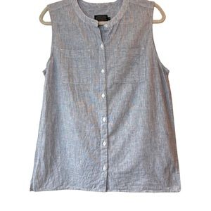 Pendleton M Linen Sleeveless Button Down Blouse
